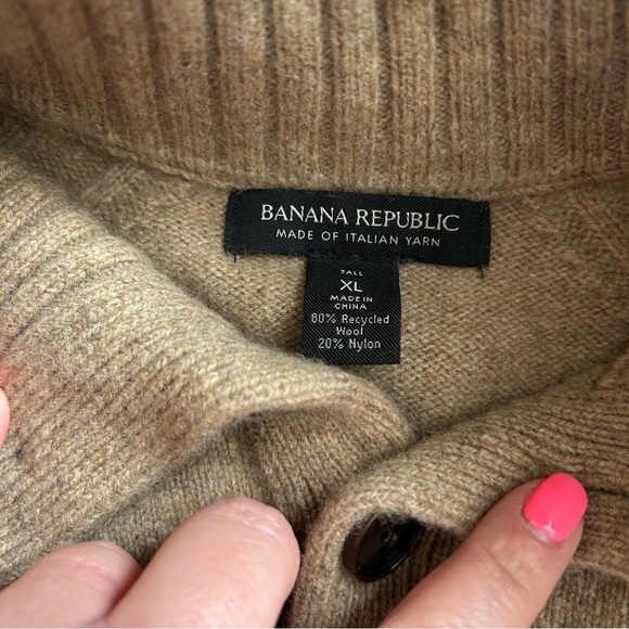 Banana Republic Men's Italian Tan Wool Mock Neck Sweater Tall XL - Picture 5 of 6